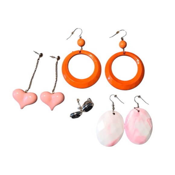 Colorful Earring Set - Orange, Pink, Silver - Picture 1 of 1